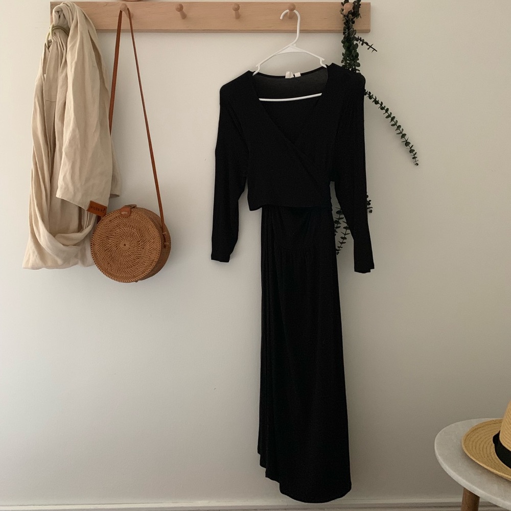 Black maternity wrap dress